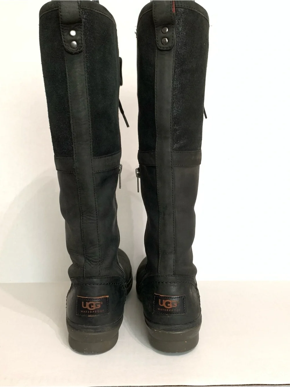 UGG Women's Size 8.5 Elsa Black Waterproof Tall Leather Boots 1008438